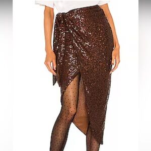 Lovers and Friends Amber Sequin Skirt in Cappuccino